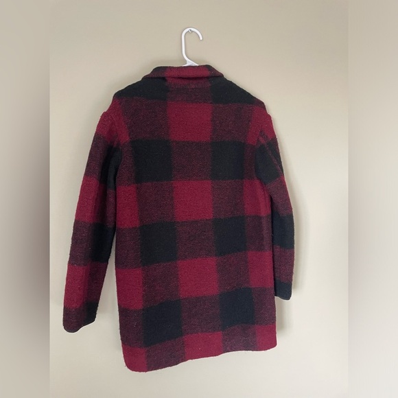 Aritzia Wilfred Free Womens Neelam WOOL burgundy plaid coat NWOT XXS never worn - Picture 8 of 9